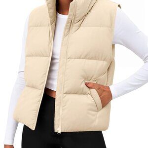 Women Puffer Vest Sleeveless Cropped Outerwear Warm Winter Lightweight Coat Stan